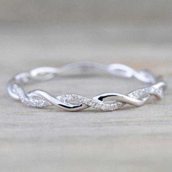 Jewelry - 925 STERLING SILVER DIAMOND TWISTED ETERNITY RING